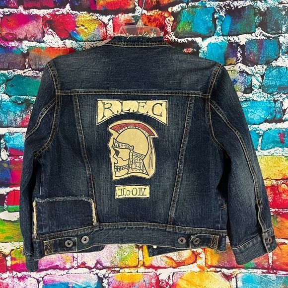 Ralph Lauren Jackets & Blazers - Ralph Lauren Dark Indigo Denim Jacket with Cream and Red Patch